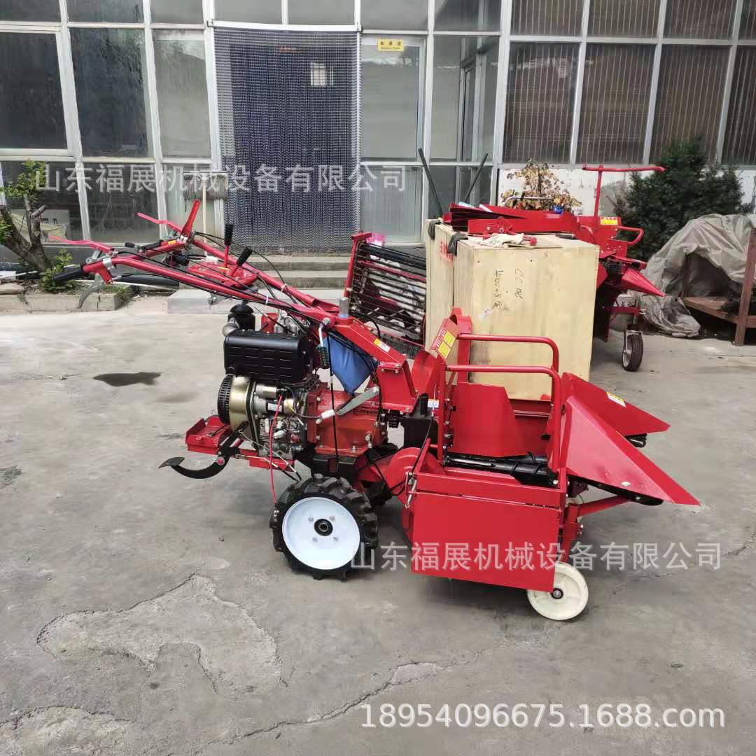 手扶自走式微型单行玉米收割机 起垄苞米收获机 柴油电启动