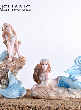 创意美人鱼摆件卧室儿童房家居装饰汽车载小摆设女生生日礼物礼品