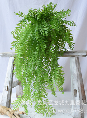 仿真喷色绿色热带植物金星蕨草藤条壁挂植物墙配材塑料草水草