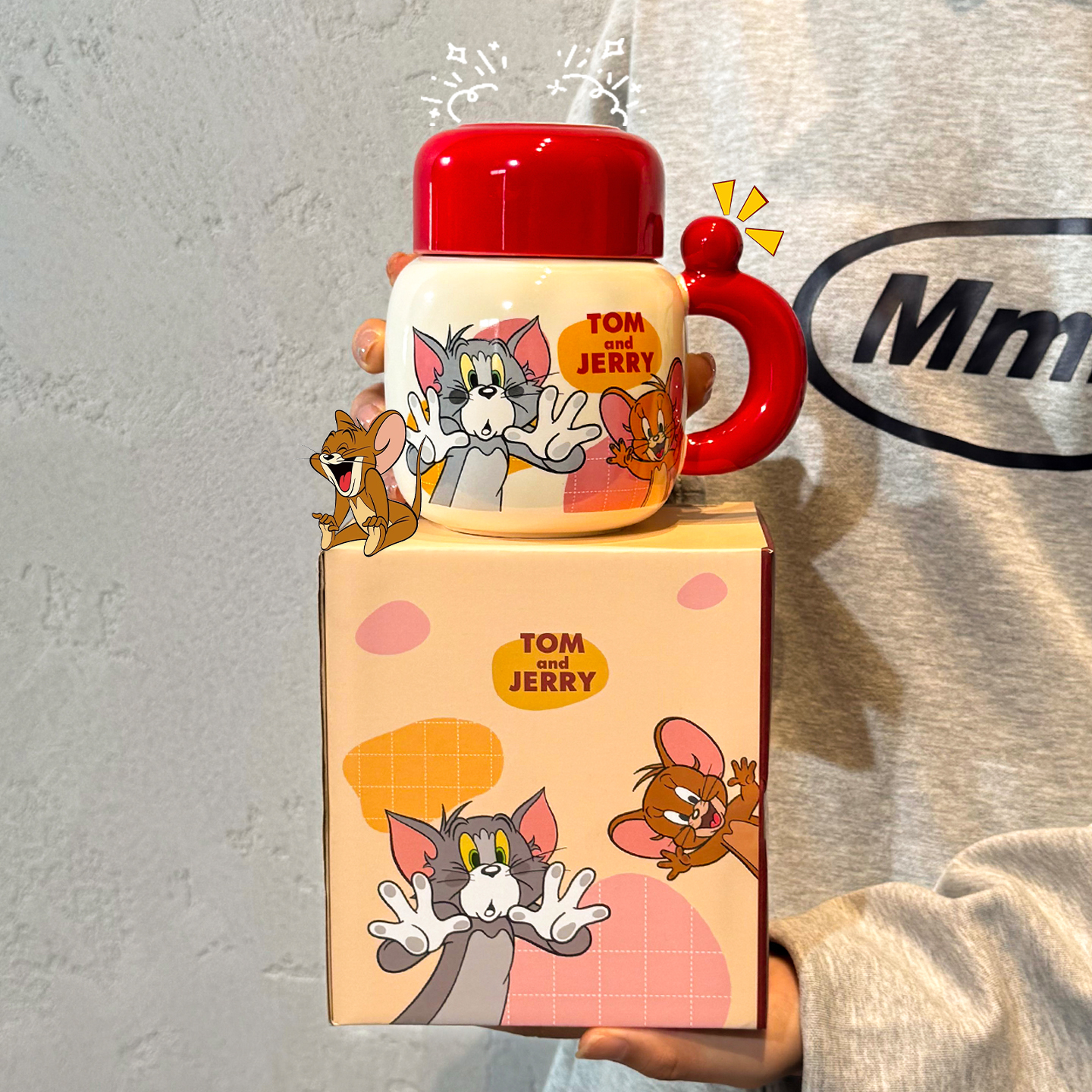 正版猫和老鼠马克杯带盖情侣杯子