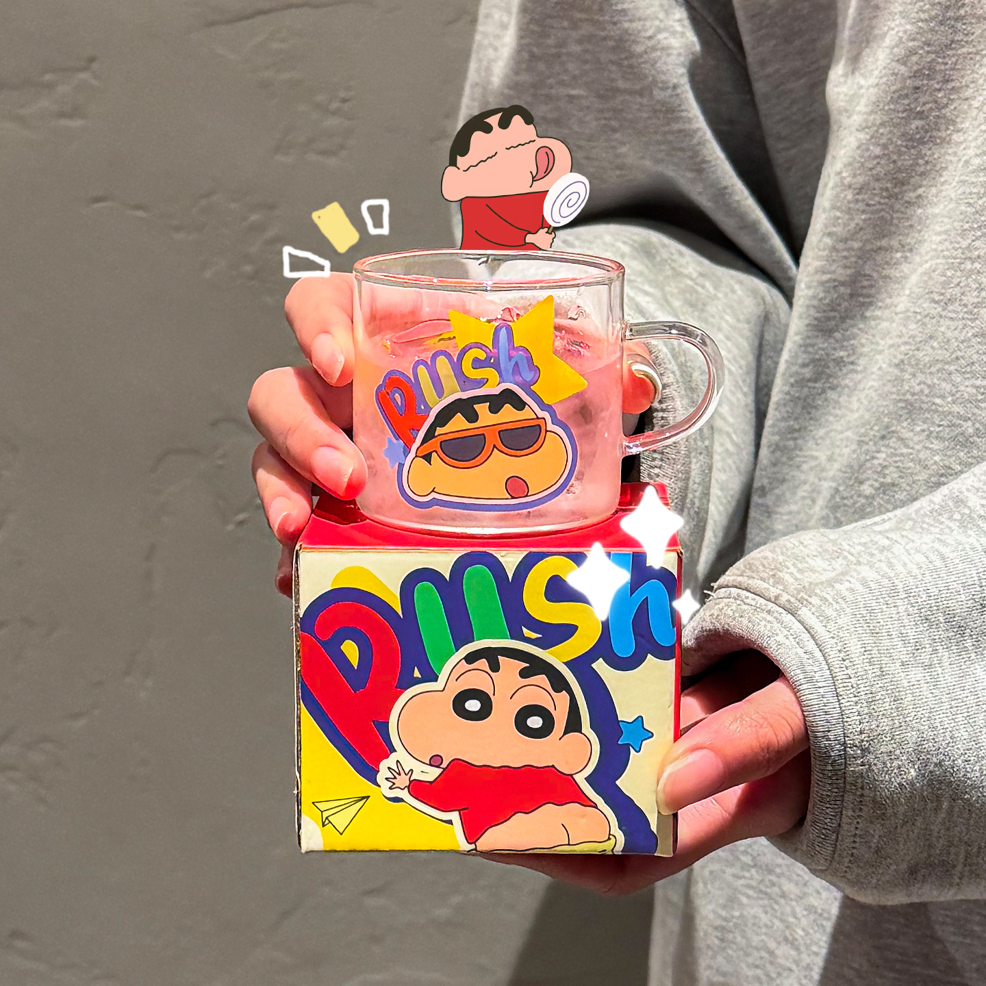 蜡笔小新高硼硅玻璃杯子喝水杯