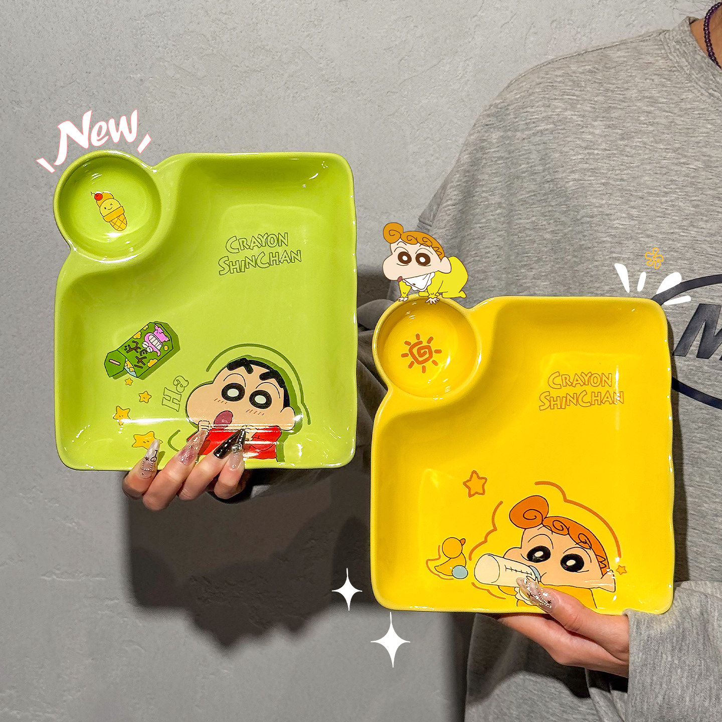 蜡笔小新饺子盘带醋碟家用儿童图片