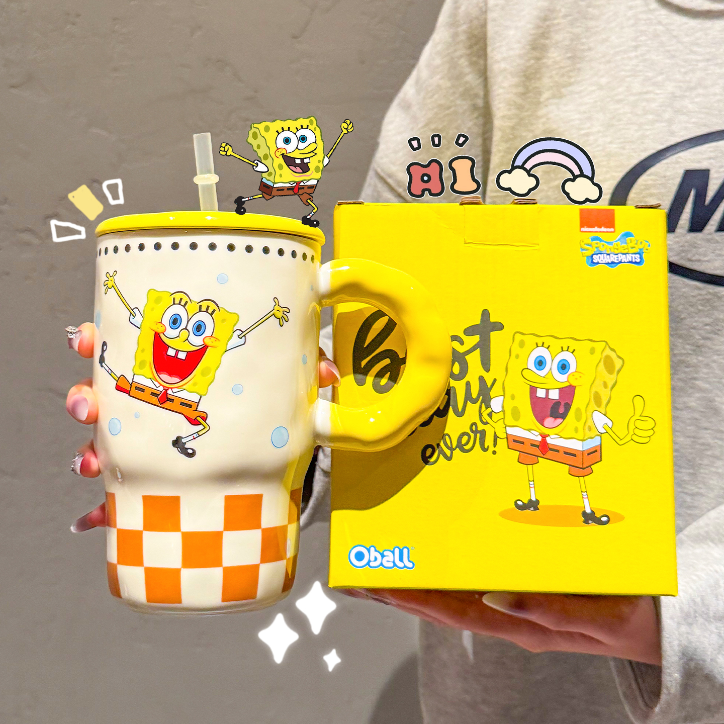 海绵宝宝陶瓷大容量冰霸杯马克杯