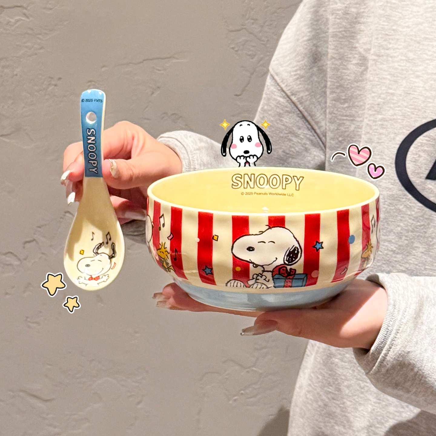 正版史努比陶瓷面碗家用大容量