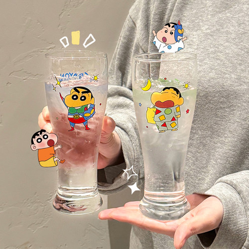正版蜡笔小新啤酒杯大容量玻璃杯
