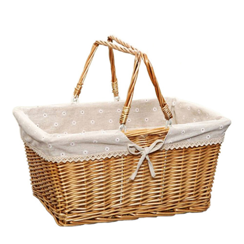 野餐篮柳编藤编竹编手提采摘篮收纳筐手工编织水果篮面包篮小篮子