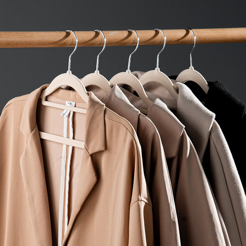 植绒衣架家用挂衣干湿两用防滑肩无痕衣撑衣柜收纳整理师专用衣挂