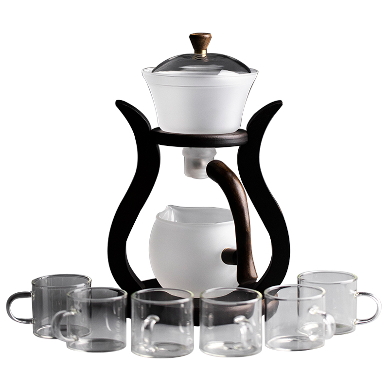 耐热玻璃懒人半自动茶具套装家用会客磨砂磁吸泡茶壶功夫泡茶神器