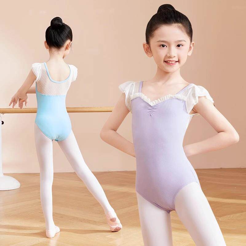 TTIT儿童舞衣练功服女童芭蕾舞蹈服幼儿短袖跳舞服形体服