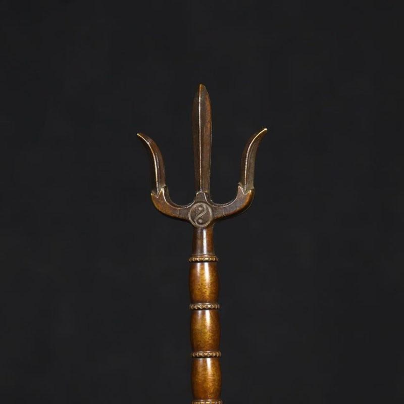 古董文玩纯铜紫铜三清铃手摇铃桌面摆件道家法器复古老物件真品