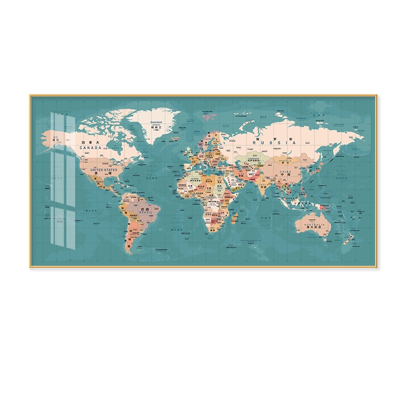 世界地图客厅墙面装饰办公室会议室大幅壁画沙发卧室书房背景挂画