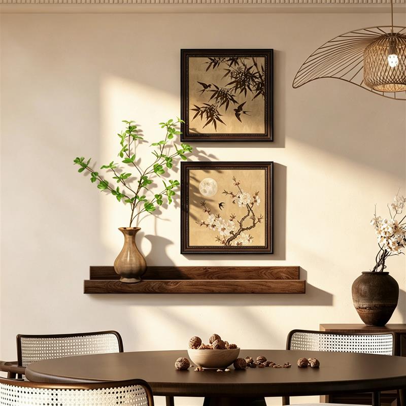 新中式餐厅装饰画宋代美学饭厅餐边柜墙面组合挂画中古风客厅壁画