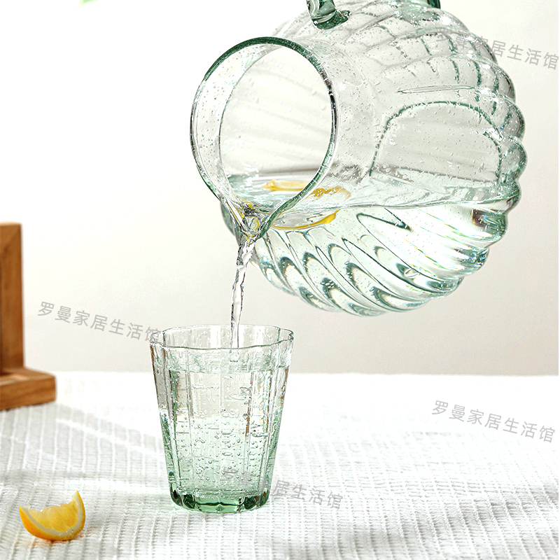 法式浪漫高脚杯清新绿色田园玻璃水杯香槟杯南瓜纹红酒杯气泡酒杯
