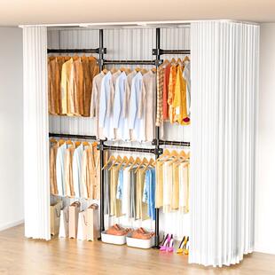 顶天立地式简易衣柜金属钢架结构组装租房宿舍卧室置衣架收纳衣橱