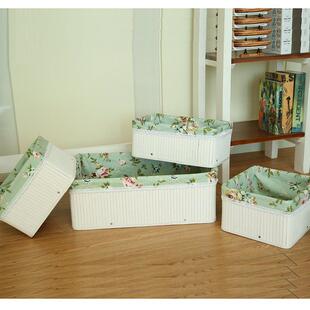 藤编织收纳筐田园竹编篮子布艺收纳篮零食收纳盒杂物整理箱框子