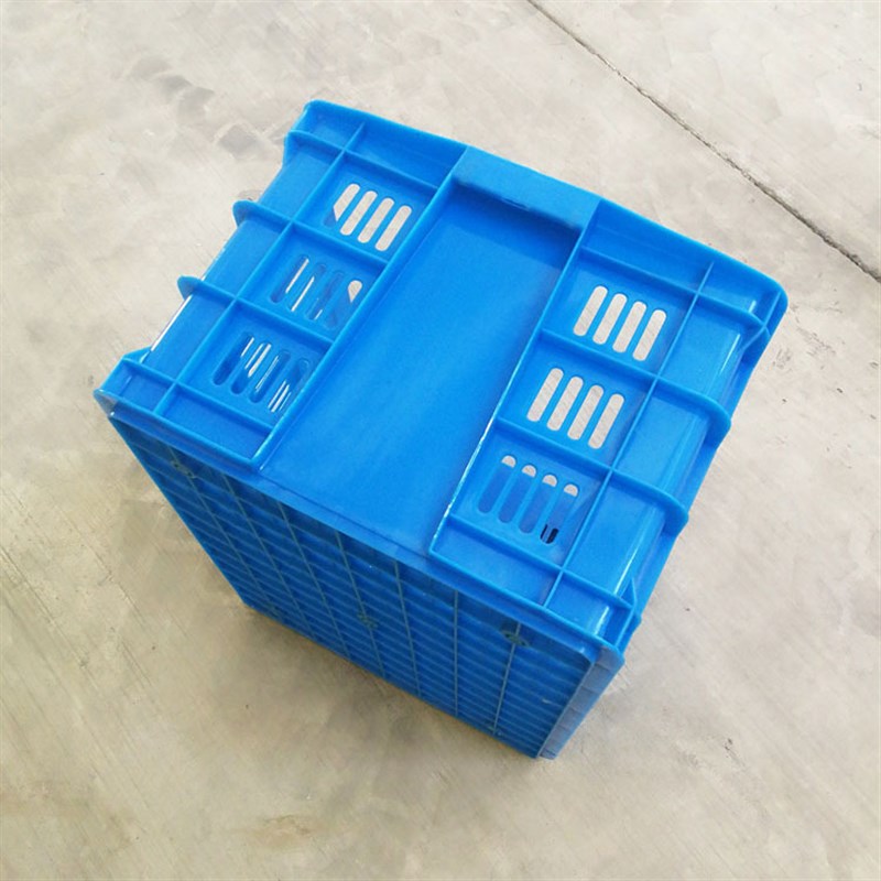 加厚塑料周转筐蓝色560塑料筐大把手可码垛T铁件筐物料中转筐