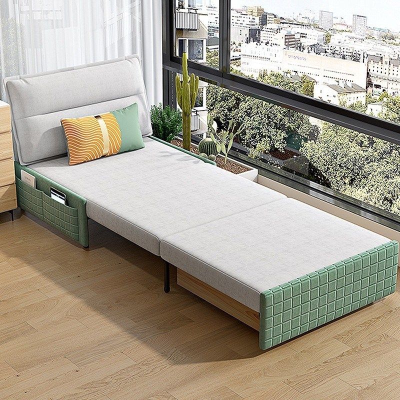 无扶手单人位沙发床可储物办公室绒布折叠床书房阳V台一体两用沙