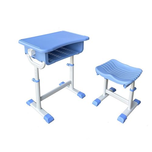 Y型蓝色a豪华升降课桌椅拉升款ABS塑料课桌椅学生手摇升降课桌椅