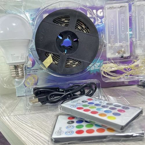 RGB5050三合一套装幻彩灯泡zLED灯带铜线灯节日电脑桌背景氛围灯