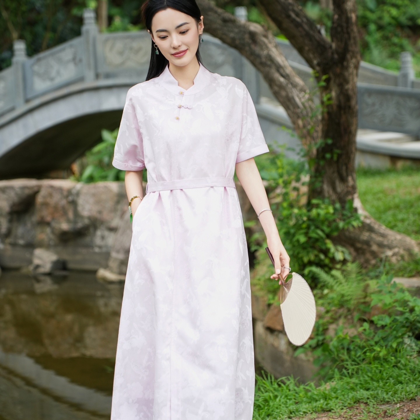 【桑蚕丝 三经绞罗】觅萝香铁木机半手工 色织蝶恋花新式旗袍裙