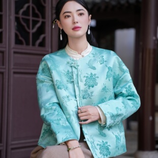 长袖 觅萝香原创设计2026春手工盘扣 真丝手工漳绒缎 外套 非遗