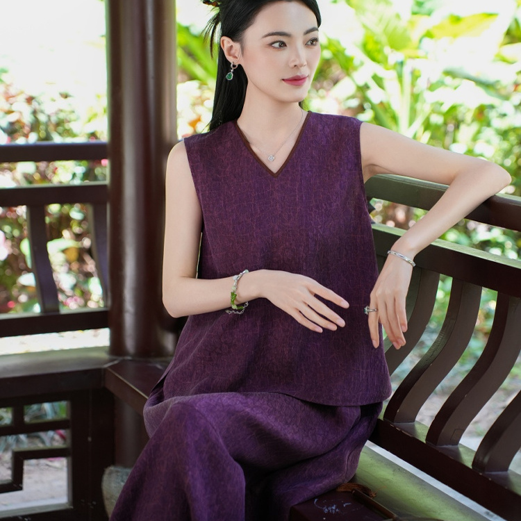 【25MM香云纱】觅萝香新中式2025夏冠乐绉红莨扎染无袖马甲桑蚕丝