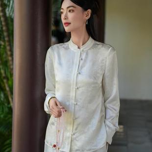 百搭桑蚕丝提花牡丹衬衫 2025年秋季 觅萝香原创新中式 女 桑蚕丝