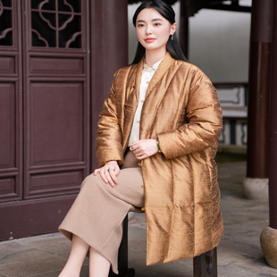 30MM进口手工 中长款 野蚕丝双宫 觅萝香冬 羽绒服 90白鹅绒