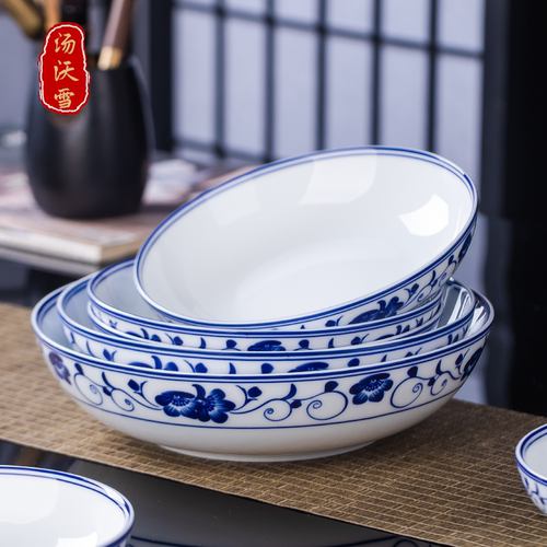 高白瓷釉下彩餐具菜盘可进微波炉