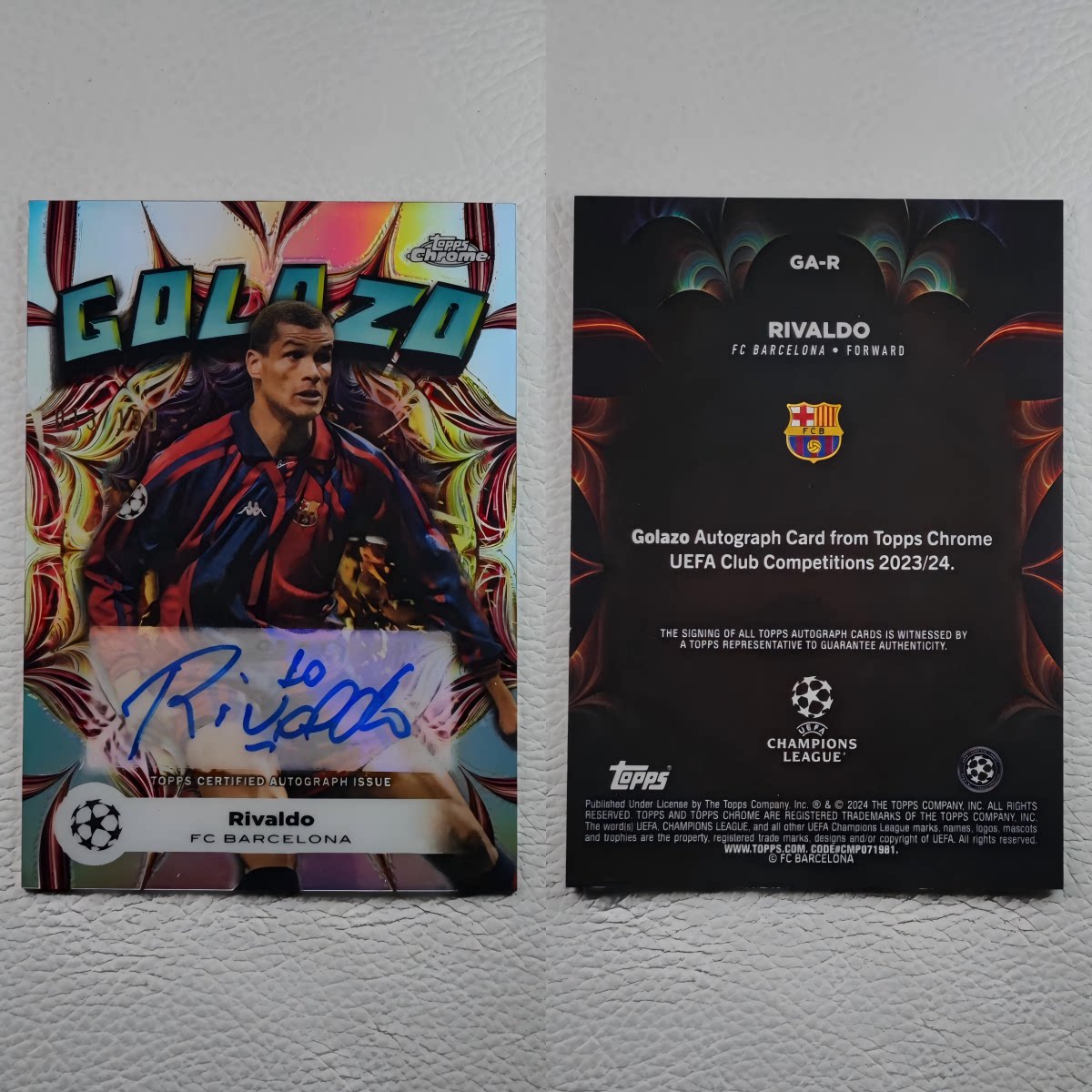 TOPPS 巴塞罗那 巴西 里瓦尔多 球员亲笔签名 球星卡 礼物