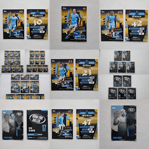 TOPPS 2025年 曼城 Team 阿圭罗 罗德里 哈兰德 福登 球星卡礼物