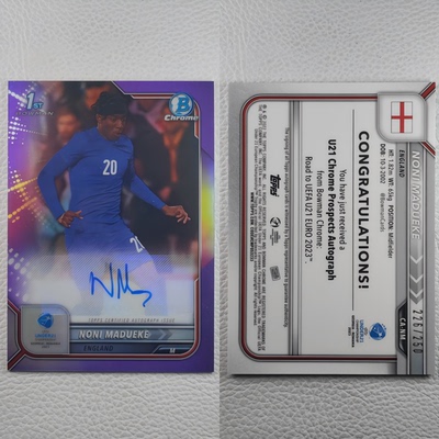 Topps 2022 欧青赛 1ST NONI MADUEKE 新秀 亲笔签名 球星卡 周边
