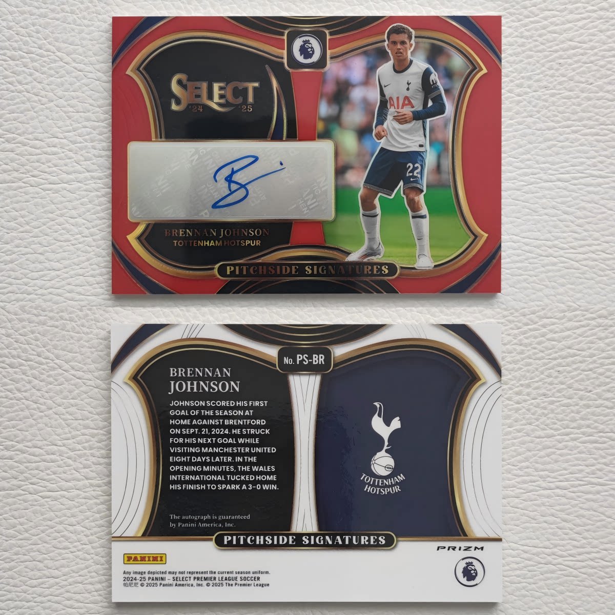 Panini 24-25 Select 托特纳姆热刺 布伦南 约翰逊 亲签 球星卡
