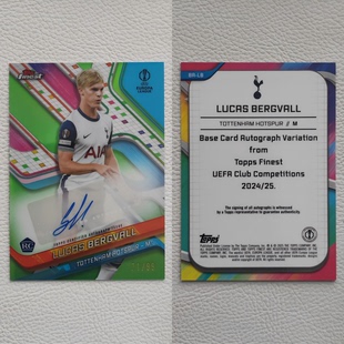 Topps Finest 托特纳姆热刺 贝里瓦尔 BERGVALL 亲签 签字 球星卡