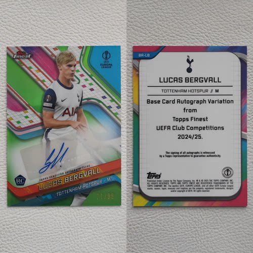 Topps Finest 托特纳姆热刺 贝里瓦尔 BERGVALL 亲签 签字 球星卡