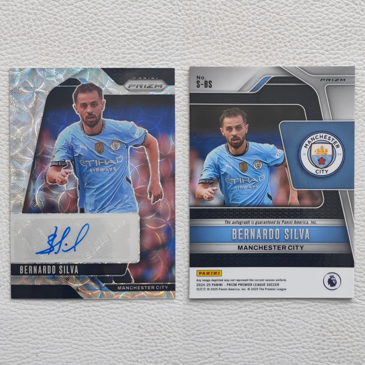 Panini Prizm 曼城 B席 伯纳多 席尔瓦 亲签 签名 签字 球星卡