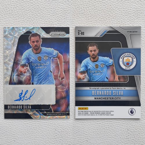 Panini Prizm 曼城 B席 伯纳多 席尔瓦 亲签 签名 签字 球星卡