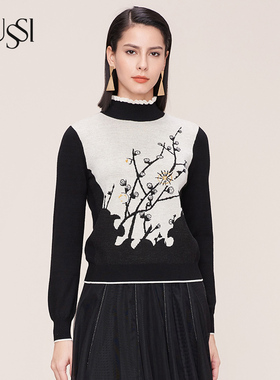 SUSSI/古色冬季新款商场同款米白织花复古毛针织衫11AV4011100