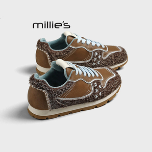 女2025新款 妙丽复古拼色德训鞋 时尚 雨鞋 MILLIE 阿甘运动休闲鞋