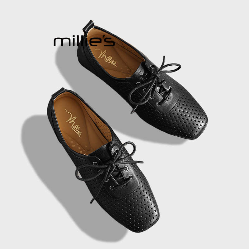 MILLIE'S/妙丽2026春季新款不累脚玛丽珍鞋镂空复古浅口单鞋女款Z