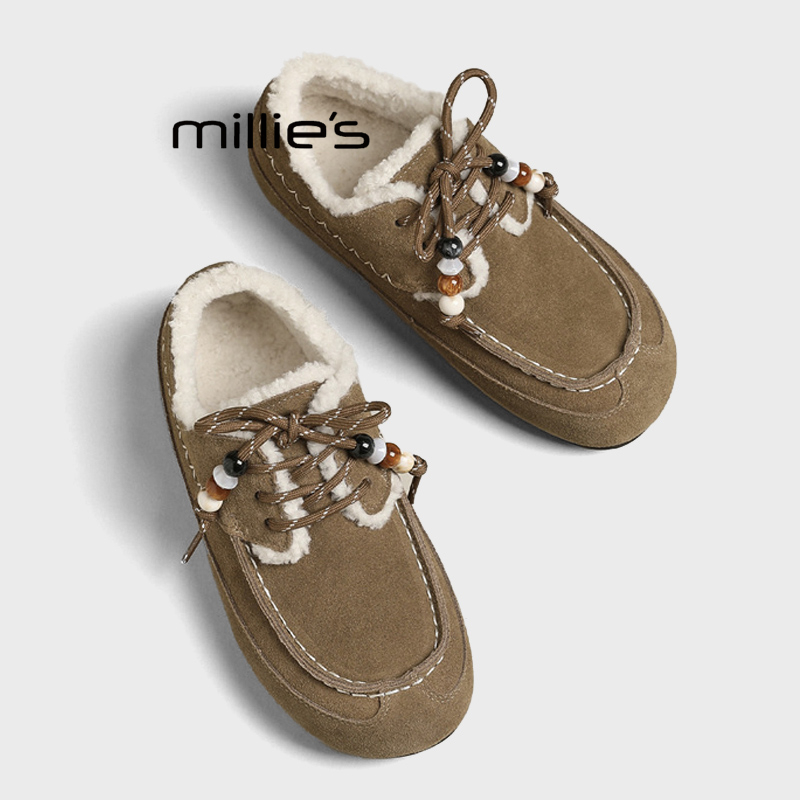 MILLIE'S/妙丽真皮厚底勃肯鞋女