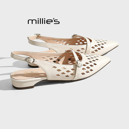 MILLIE'S/妙丽镂空尖头包头凉鞋