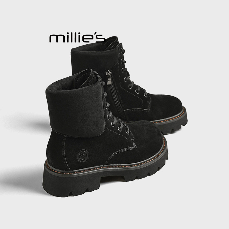 MILLIE'S/妙丽马丁靴高帮女款厚底户外徒步旅游登山鞋复古工装靴