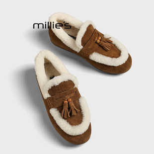 新款 妙丽时尚 女秋冬季 加绒保暖雪地靴Z 百搭勃肯毛毛棉鞋 MILLIE