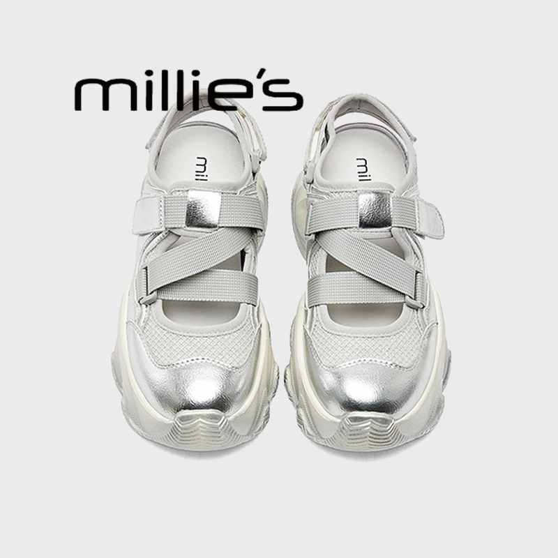 MILLIE'S/妙丽真皮厚底老爹鞋女