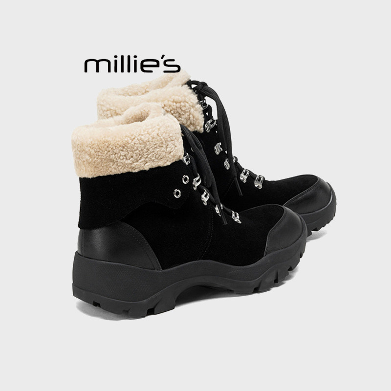 MILLIE'S/妙丽冬季休闲厚底高帮雪地靴女加绒保暖短靴户外登山靴Q,女鞋,马丁靴,淘宝优惠券,粉丝福利购,淘宝优惠卷