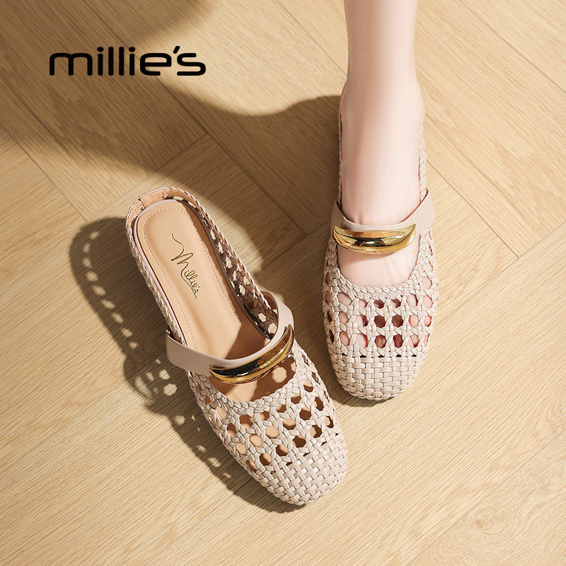MILLIE'S/妙丽一字带包头拖鞋