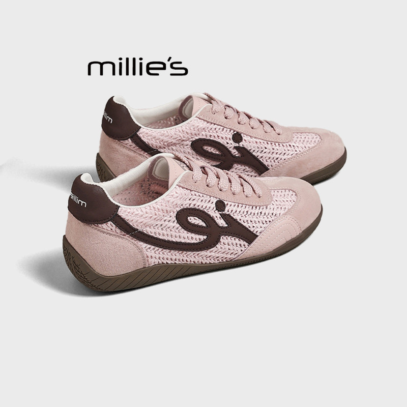 MILLIE'S/妙丽拼色阿甘德训鞋女2026春季款网面透气内增高休闲鞋Z