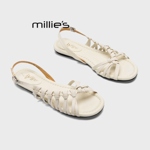 MILLIE'S/妙丽编织一字扣带凉鞋