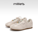 妙丽银色真皮德训鞋 女2026春季 MILLIE 内增高百搭休闲系带鞋
